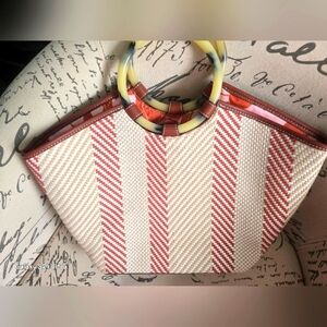 Stella & Dot tortoise shell decor handles tote purse EUC